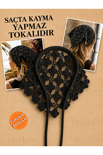 MyHubi Bohem Tarz Örgü Bağlamalı Taçlı Bandana