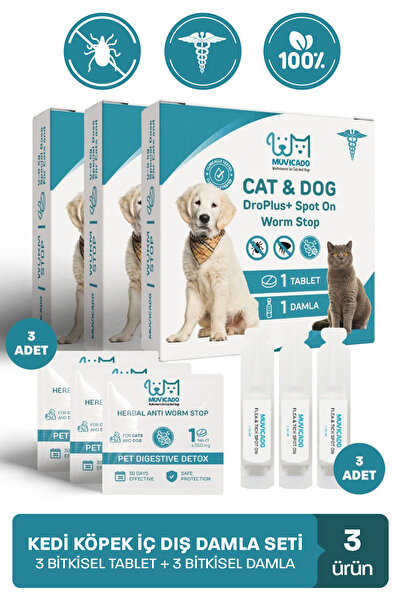 muvicado Kedi Köpek İç Dış Anti Parazit Hap Yutturma Aparatı 4 Adet Tablet + ...