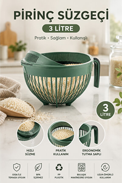 Stile Cucina مصفاة أرز من لينيا 3 لتر أخضر