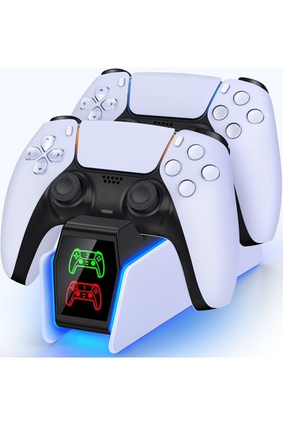 Choice شاحن FC300 BEBONCOOL لوحدة تحكم PS5، محطة شحن سريعة RGB لألعاب PlaySta...