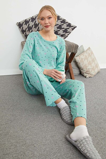 Fulla Moda Set de pijamale cu model de inimă și stele de mărime mare