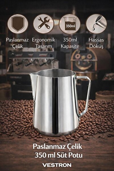 VESTRON Progear 304 Paslanmaz Çelik Süt Potu Kahve Köpürtme Sürahisi Pitcher ...