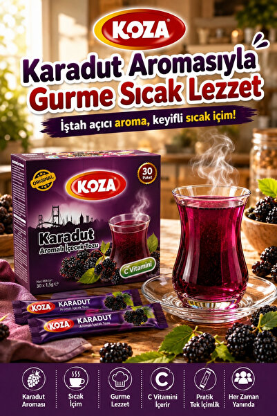 Koza Gurmelerin Seçimi Pratik Lezzet Karadut Aromalı Tek İçimlik Premium İçec...