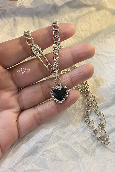 KİRAZ ÇİÇEĞİ JEWELRY Kore tarzı PUNK KALP kolye
