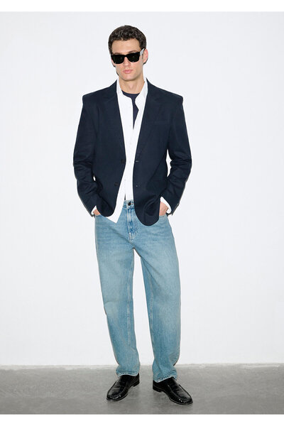 Mavi Linen Blend Navy Blue Blazer 0110828-86623