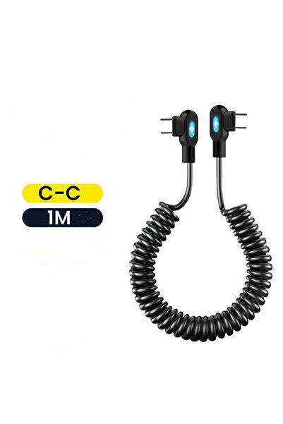Choice C-C 1m 6A Dual Elbow USB C To Type C Short Spring Data Cable Fast Char...