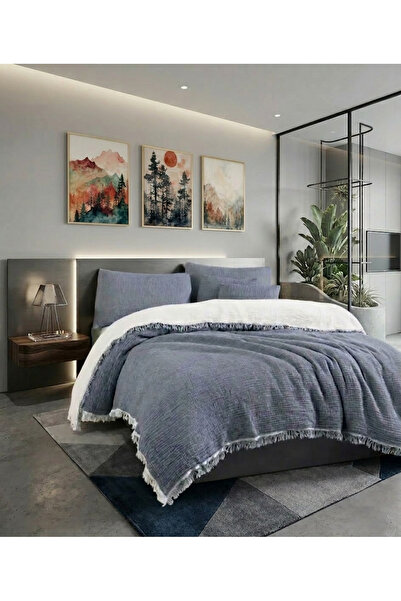 Nilyso Home 4 Layer Muslin Bedspread 220X230 cm Double Size, Reversible, Ligh...