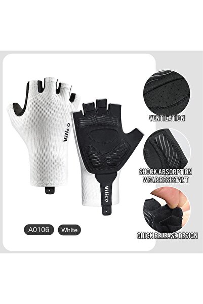 Choice5 XL A0106-white Short Cycling Gloves Fingerless Gloves Anti-slip Bicyc...
