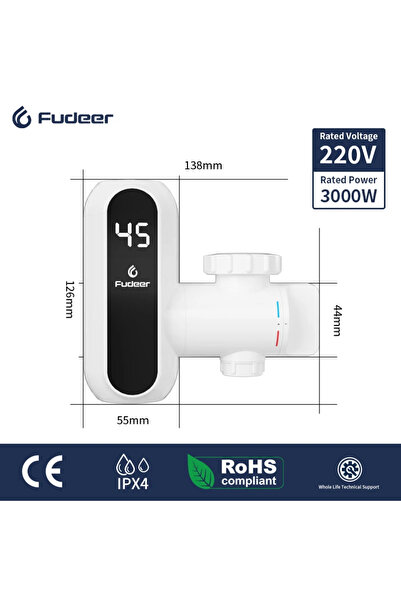 Choice صنبور مياه ساخنة فوري كهربائي للمطبخ من Fudeer طراز EU JB-14-White، سخ...