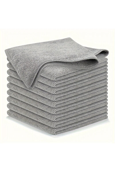 Choice 10pcs Kitchen Towel, Ultra-fine Fiber Light Gray Cleaning Cloth Set