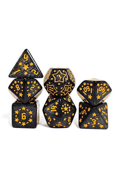 choice2 black Star Dice And Plastic Bag Packaging Set Acrylic Material Polygo...