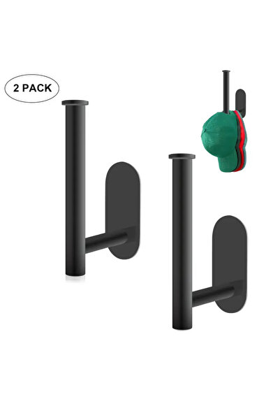 Choice 2pcs black 1/2pcs Stainless Steel Baseball Cap Hanger - Wall Mounted H...