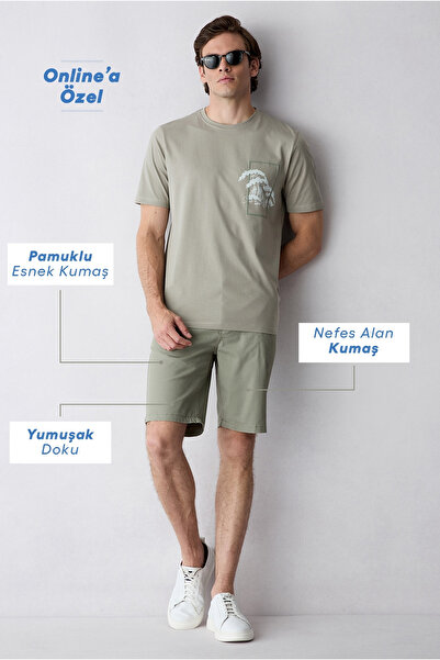 Kiğılı Regular Fit Standard Cut Cotton Bermuda Shorts with Side Pockets