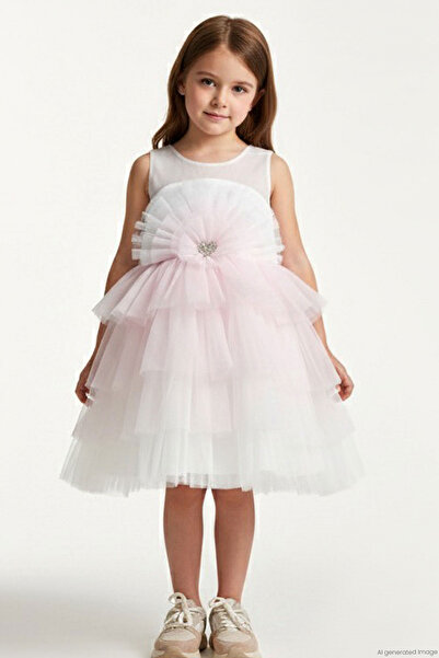 MONİTA Rochie de seara pentru fete cu fundita in spate, accesorii in forma de...