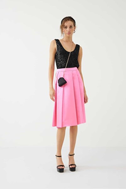 Roman Saten Pileli Etek Pembe K2315071_038