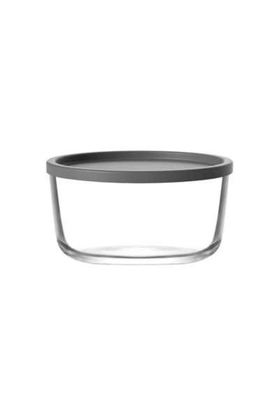 LAV Round Cam Saklama Kabı Tekli Büyük Boy 1,5 L Gri Plastik Kapaklı (Hazırlı...