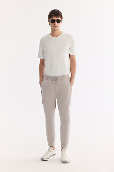 Avva Men's Light Gray Elastic Waist Lace-Up Easy-Iron Interlock Regular Fit S...