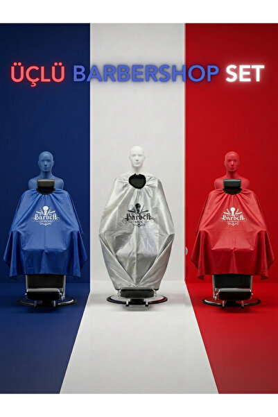 Kuatek Üçlü Barbershop Set Penuar Berber Önlüğü Traş Önlüğü Penuar Kuaför Önl...