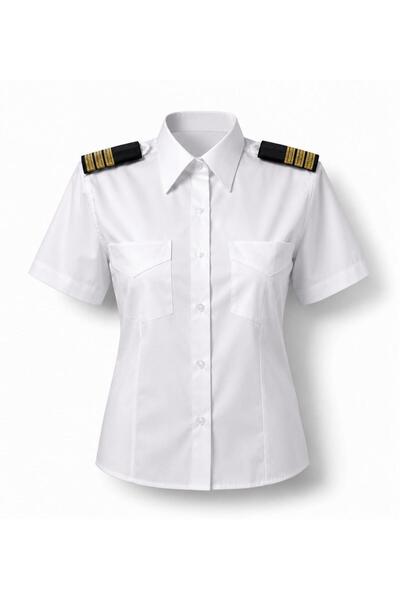 CREWTURK Pilot Gömlek Kısa Kollu Kadın