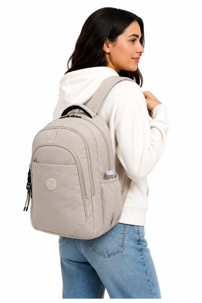 ÇantaExpress Water Resistant Fabric Beige Color Multi-Compartment Unisex Chil...