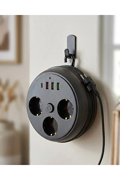 ALFA AKSESUAR 03 Safe Multi-Socket Adapter 3 Sockets 3 USB 1 Type C Thermal P...