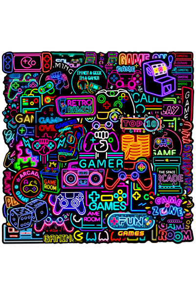 Choice MULTICOLOR 50PCS Neon Game Controller Game Stickers Decals For Phone L...