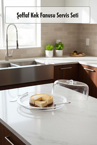 NY HOME Transparent Acrylic Cake Pan and Serving Set – 33 X 39 X 14 cm (4 Pie...