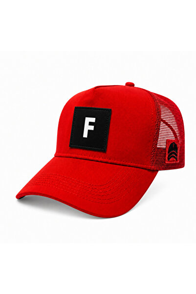all hats قبعة بيسبول شبكية مزينة بحرف F وتفاصيل مطرزة