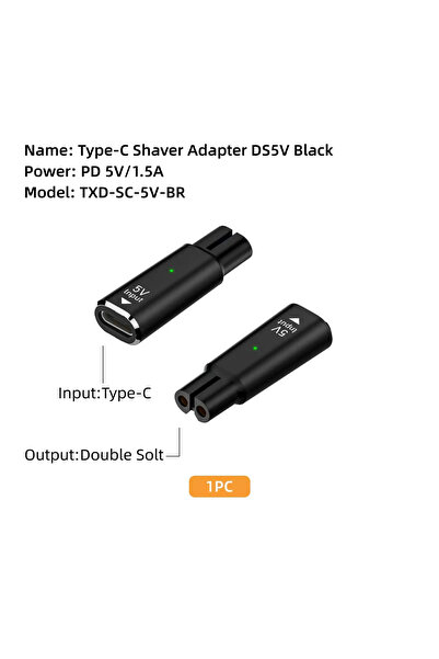 Choice1 black 5V Type-C Shaver Adapter Charging Converter for Philips One Bla...