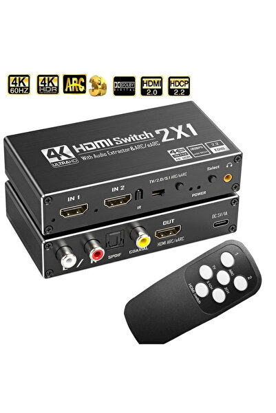Choice محول HDMI 2X1 مع مخرج صوتي، جهاز فصل الصوت من HDMI بدقة 4K وتردد 60 هر...