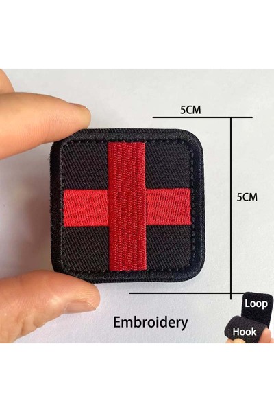 Choice29 HK41-01-Black Medical Emergency Cross Morale Emblem Outdoor Rescue R...