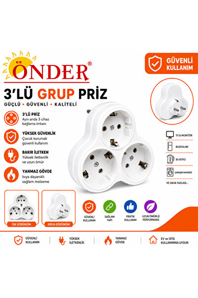 Amiral electric 3'lü Topraklı Papatya Golyat Fiş Priz