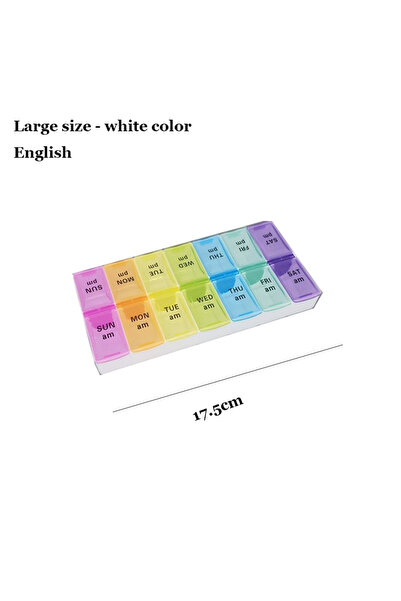 Choice6 Big-WHITE COLOR Weekly Pill Organizer 2 Times a Day Easy Fill & Open ...