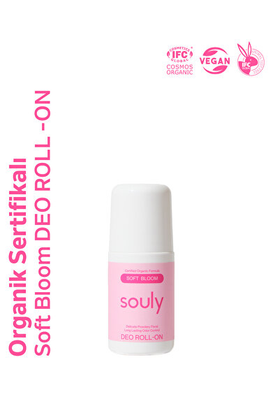 Souly Doğal Deo Roll-On Soft Bloom Çiçeksi&Pudralı - Cosmos Organic Sertifika...