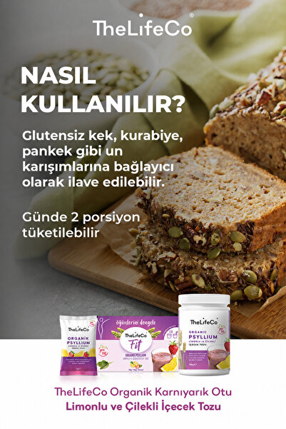 TheLifeCo Organik Psyllium - Limonlu Ve Çilekli Karnıyarık Otu Tozu 180g