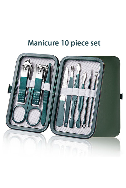 Choice1 A 10pcs set Green Stainless Steel Nail Clipper Sets 6-18 Pcs Manicure...