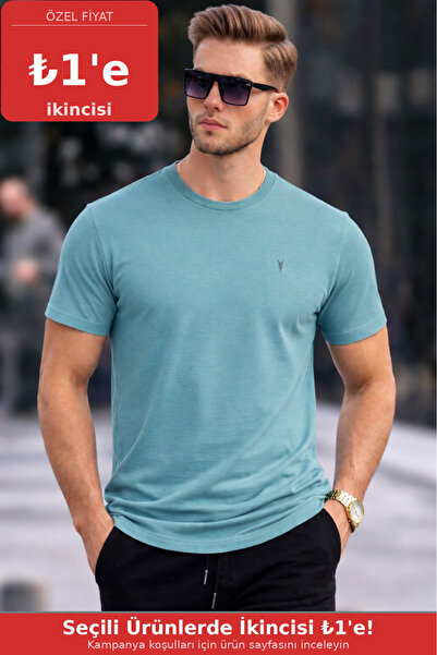 COMBİNE MİCHAİL Men's Çağla 100% Cotton Slim Fit Crew Neck Short Sleeve T-Shirt