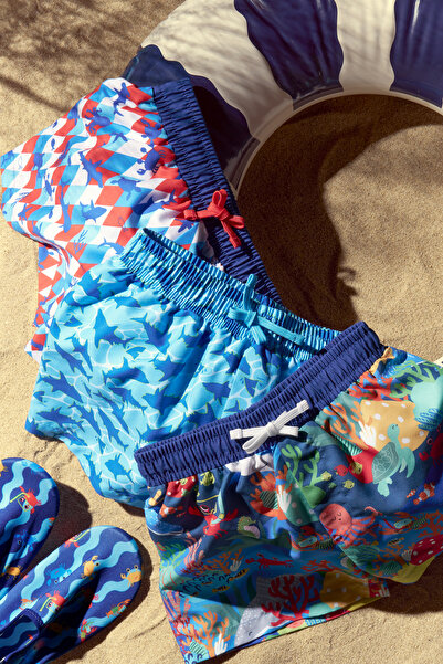 Penti Boy's Deep Sea Shark Patterned Shorts