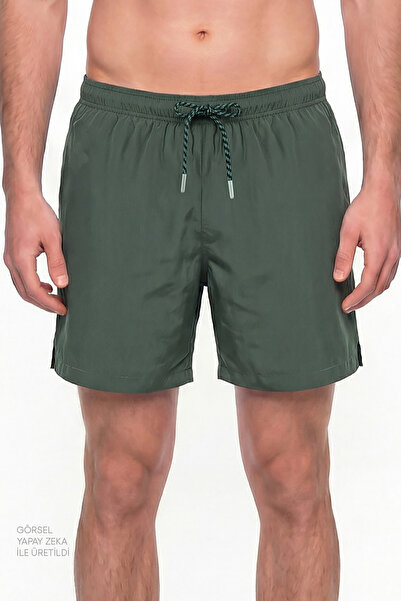 Penti Men's Kır Yeşil Basic Dark Green Swim Shorts
