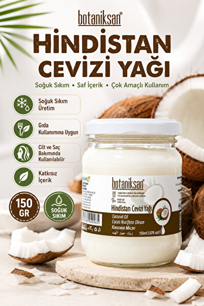 botaniksan Hindistan Cevizi Yağı 150gr Soğuk Sıkım, Saf, Doğal, Katkısız