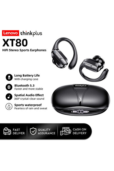 choice2 Lenovo XT80 Black XT80 TWS Earhook Sports Earphones Bluetooth Wireles...