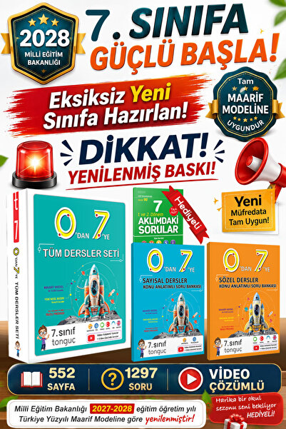 Tonguç Yayınları Tonguç 7. Sınıf 0 Dan 7 Ye Tüm Dersler Konu Anlatımlı Soru B...