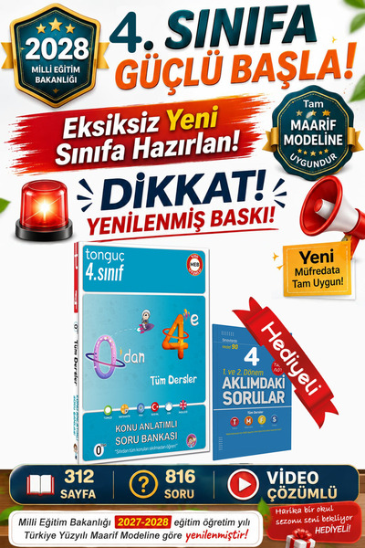 Tonguç Yayınları 4. Sınıf Tüm Dersler Yeni Nesil 0'dan 4'e Konu Anlatımlı Sor...