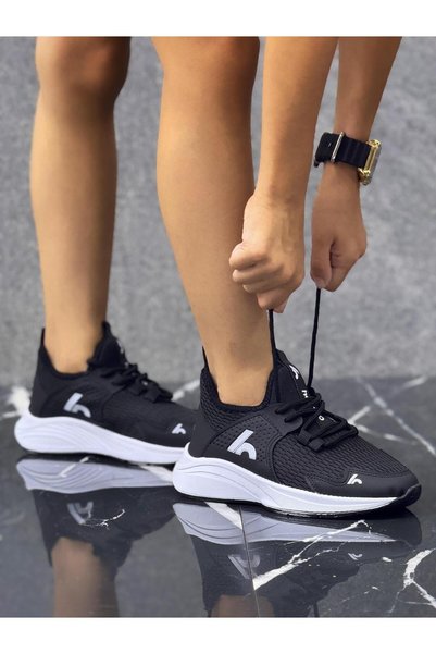 homiro Lace-Up Unisex Children's Sports Shoes-Black-White