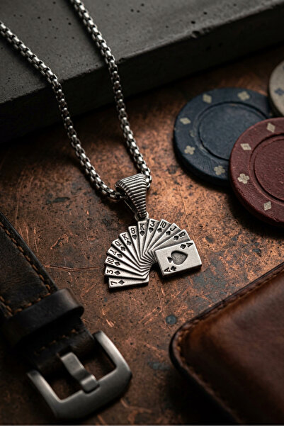 Begondio Playing Cards Handcrafted Stainless Steel Chain Men Necklace