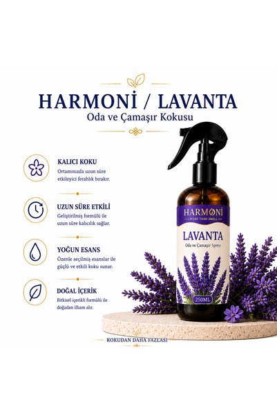 HARMONİ Lavanta Oda ve Çamaşır Spreyi 250 ml Kalıcı Doğal Koku