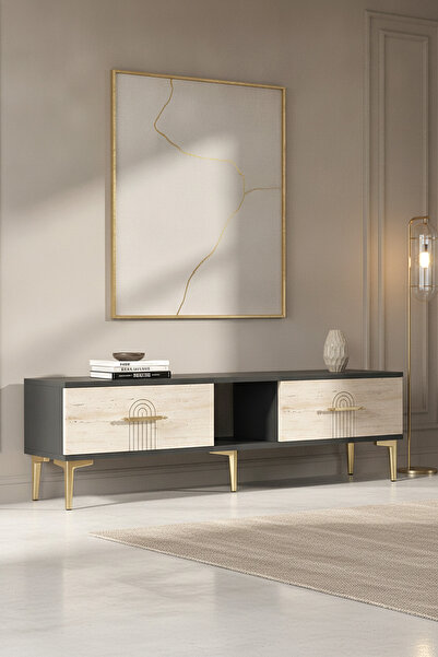 cnyr TSA1515AT - İDATV150 TV STAND, TV SEHPASI ANTRASİT - TRAVERTEN 150CM
