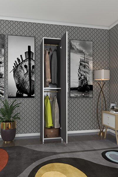 Kenzlife Gardırop Öğrenci Dolabı Tek Kapılı Günebakan Gri 180*35*42 Gri Gardo...