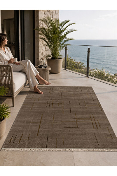 SULTAN HALI Vizon Rengi Lotus Bambu Model Altı Kaymaz Makine Dokuma Halı