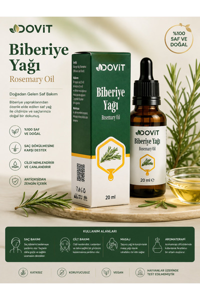 Dovit 100% Natural Rosemary Oil – 20 ml Pure Oil Produced by Distillation Method